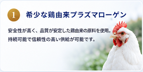 1. 希少な鶏由来プラズマローゲン